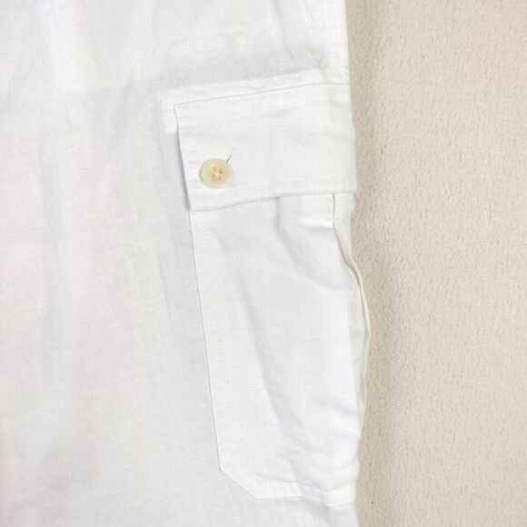 Lauren Ralph Lauren Linen Pants Women Size 14P White Cargo Belted Boho Beach NWT - Picture 9 of 16